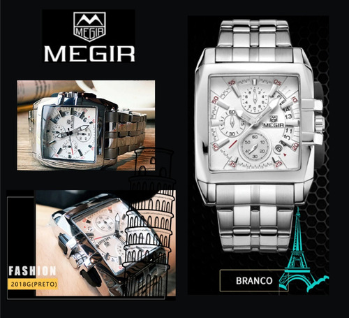 Relógio Megir Modelo 2018 - Quadrado Social - Peso 177g