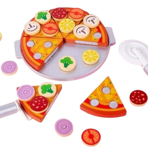 Set Juguetes Pizza Juguete De Madera Didactico