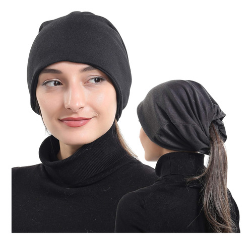 Hirui Skull Cap Para Mujeres Hombres, Ponytail Beanie - Cott