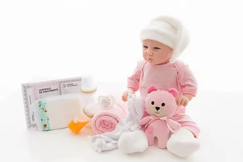 Bebê Boneca Reborn Original 100% Silicone Dormir + Coelha - R$ 549,99