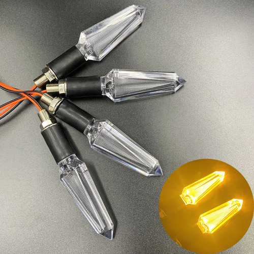 4pz Direccionales Led Moto Ambar Drl D14 Diamante Optica