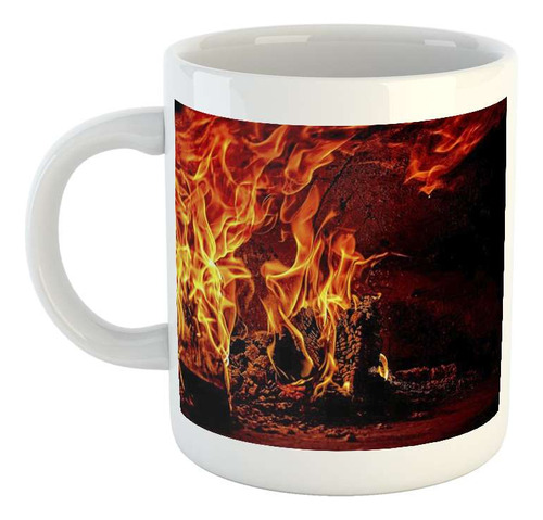 Taza Ceramica Fuego Hoguera Leña Cenizas Brasas