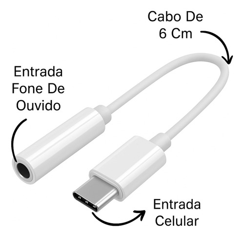 Cabo Adaptador P2 Para Usb Tipo C Para Celular