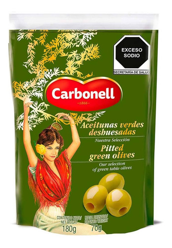 Aceitunas Carbonell Verdes Sin Hueso 180g