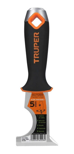 Espatula Truper Rigida Inoxidable 5 Usos 60 Mm Multiuso