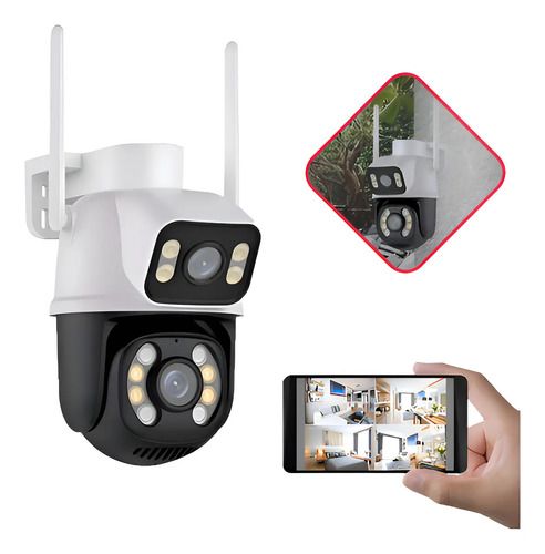 Camera Segurança Externa Lente Dupla Rastreamento Zoom A28b Cor Branco iCSee