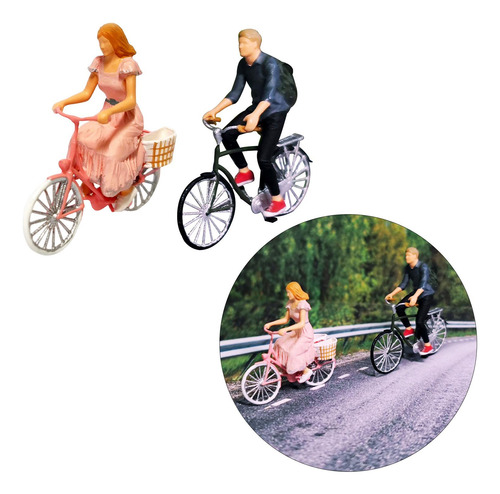 3 Uds 1:64 Figura Montar Bicicleta Niña Y Niño Modelo De