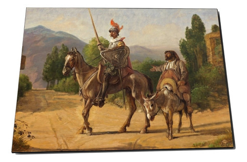 Placa Decorativa Dom Quixote E Sancho Wilhelm Marstrand Arte Cor Marrom