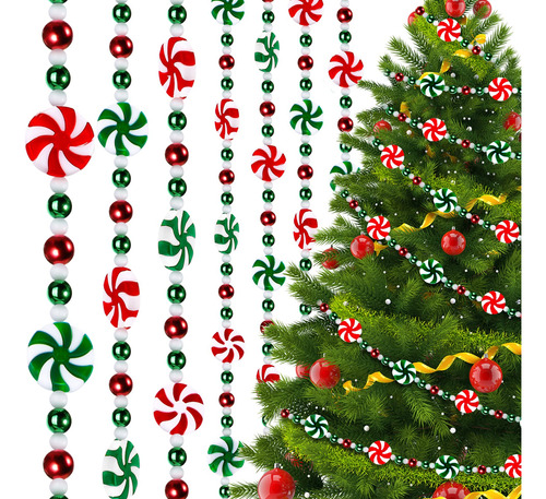 Peppermint Christmas Tree Bead Garlands, Peppermint Hanging