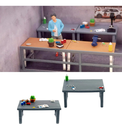 1/64 Mini Tienda De Reparación De Mesa De Herramientas Gris