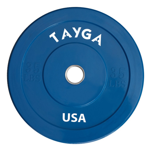 Disco Olímpico Bumper Azul 35 Lbs Halterofilia Tayga