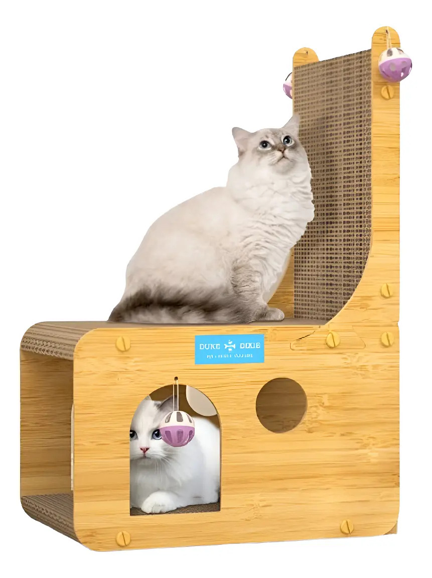 Casinha P/ Gato Com Arranhador E Brinquedos Toca Resistente 60x40cm