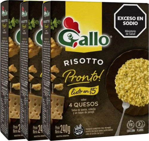 Arroz Gallo Risotto Pronto 4 Quesos 10 Unidades X 240gr