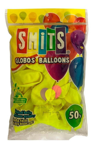 Globos Smits #9 C/50 Pastel O Neon Colores Smi1x1 Color Amarillo Neón