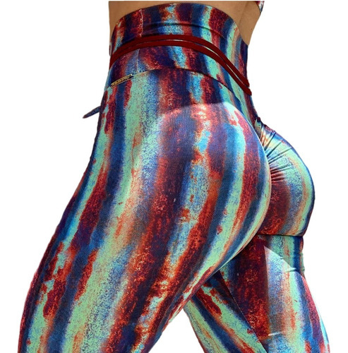 Imagem 2 de 6 de Calça Leg Cintura Alta Com Franzido Efeito Empina Bumbum 580