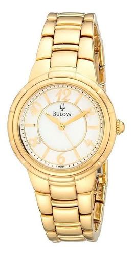 Reloj Bulova Mujer Clasico Dorado 97l131 Color del fondo Blanco
