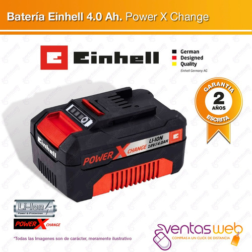 Imagen 2 de 5 de Bateria Sola Familia 18v Einhell Power X-change 4 Amp