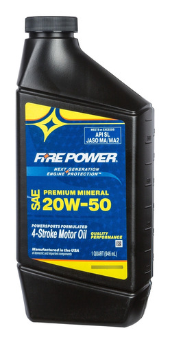 Aceite Fire Power Mineral 4-tiempos 20w-50 Qt 12