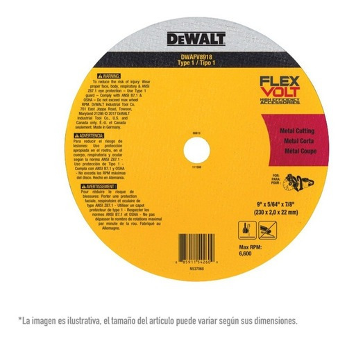 Disco De Corte Para Metal 9 PLG Flexvolt Dewalt Dwafv8918