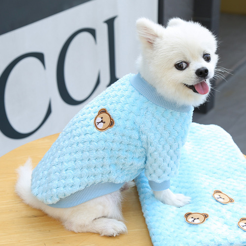 Embroidered Chihuahua Fleece Yellow Blue White Stripes - 2xl