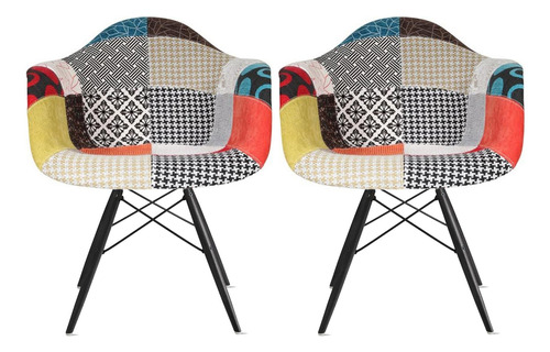 2xhome Tapiceria Sillon De Comedor Patchwork Con Patas De Ma