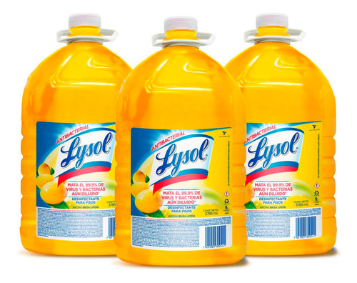 Lysol Desinfectante Para Pisos Limón 3 - L a $30600