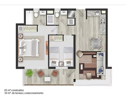 Concon: A 800mts De Playanegra Dpto 65m²+30m² De Terraza+est