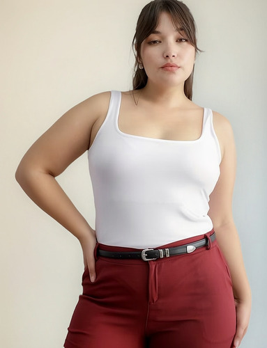 Body Escote Cuadrado Talles Grandes Mujer Xxl Negro Xl