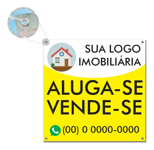 Placa Vende-se Aluga Imobiliaria 50x50 Imovel Banner C/ Ihos