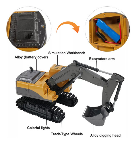 Excavadora De Juguete Con Control Remoto Para Niños