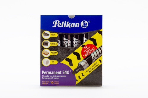 Marcador Pelikan Permanent 540 Industrial (10 U + 2 Gratis)