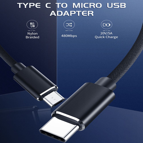 Cable De Datos Carga Rápida Usb Tipo C A Micro Usb