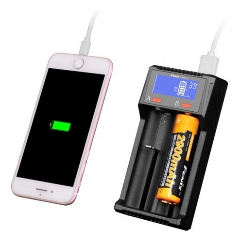 Cargador de pilas Fenix ARE-D2 - USB5Volts entrada