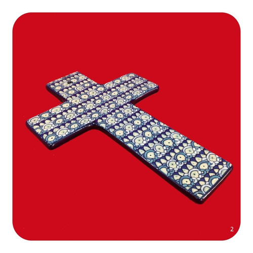 Imagen 1 de 3 de Cruz De Cerámica Fina 30x20 Cm M2 Azul Recuerdo