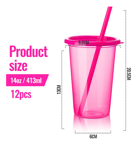 Vaso A Granel Con Tapa Y Pajita 414 Ml Reutilizable