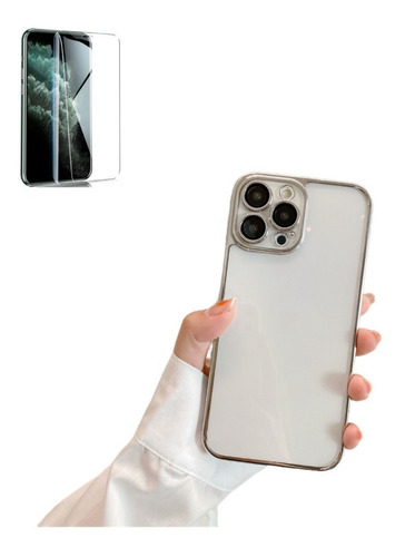 Funda Transparente De Pc Con Película De Lente Para iPhone