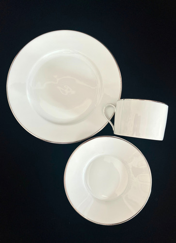 Trio De Te Lorenz Hutschenreuther Germany White Silver C1955 Blanco White Silver Line (Usado)