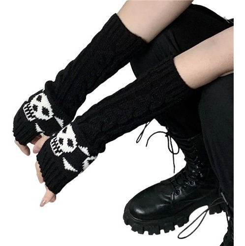 Guantes Negros De Calavera Lolita Kawaii Gotico