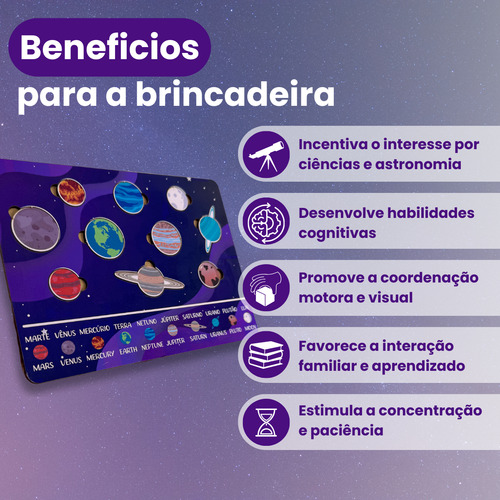 Quebra-cabeça Infantil Com Planetas Sistema Solar Em Mdf