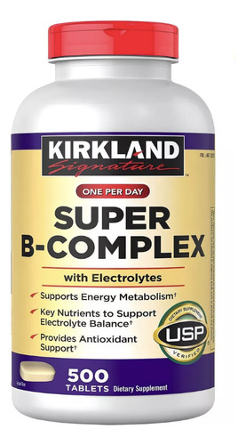 Kirkland Signature Super B-complex y Electrolitos 500 Tabs Sabor Sin Sabor