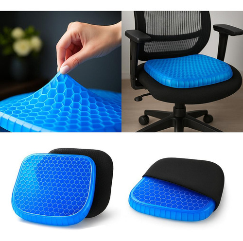 Almofada Assento Egg Da Bestvirtual Ecommerce - Hemorroida Ortopédico Cóccix Pós-parto Silicone Cadeira Tratamento Lesão Especial Macia Confortável Banco Carro Dores Azul Favo De Mel Com Capa Lavavel