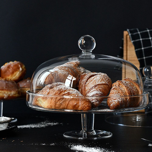 Plato Torta Con Pie + Campana Tortera 28cm Cristal Krosno
