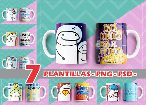 7 Diseños Digitales Dia Del Padre Jpg Tazas Florks Editables