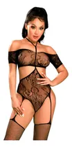 Comprar Oh Vicky!  Body Enterito Calado Red  Portaligas Y Medias
