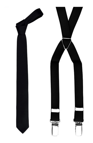 Imagen 6 de 10 de Chupin Con Traje Camisa Zapato Tiradores Y Corbata Import
