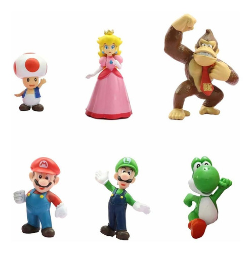 Juego De 6 Figuras De Super Mario Brothers Para Decoración D