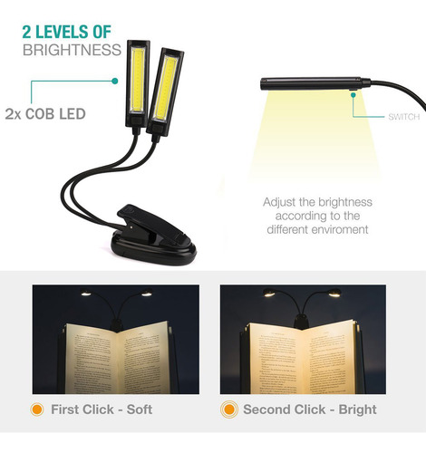 Luces Nocturnas W, Flexibles, Con Clip Usb, 2 Luces Led Cob