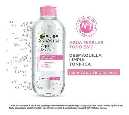 Garnier Skinactive Agua Micelar Todo En Uno 400 Ml.