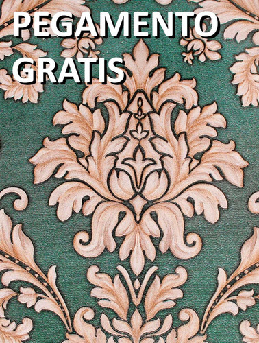 Papel Tapiz 3d Damasco Verde .53x10m Rinde 5.3m² Dorado