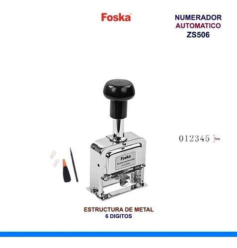 Imagen 1 de 1 de Numeradora Foliadora Automatica 6 Digitos Foska Zs506